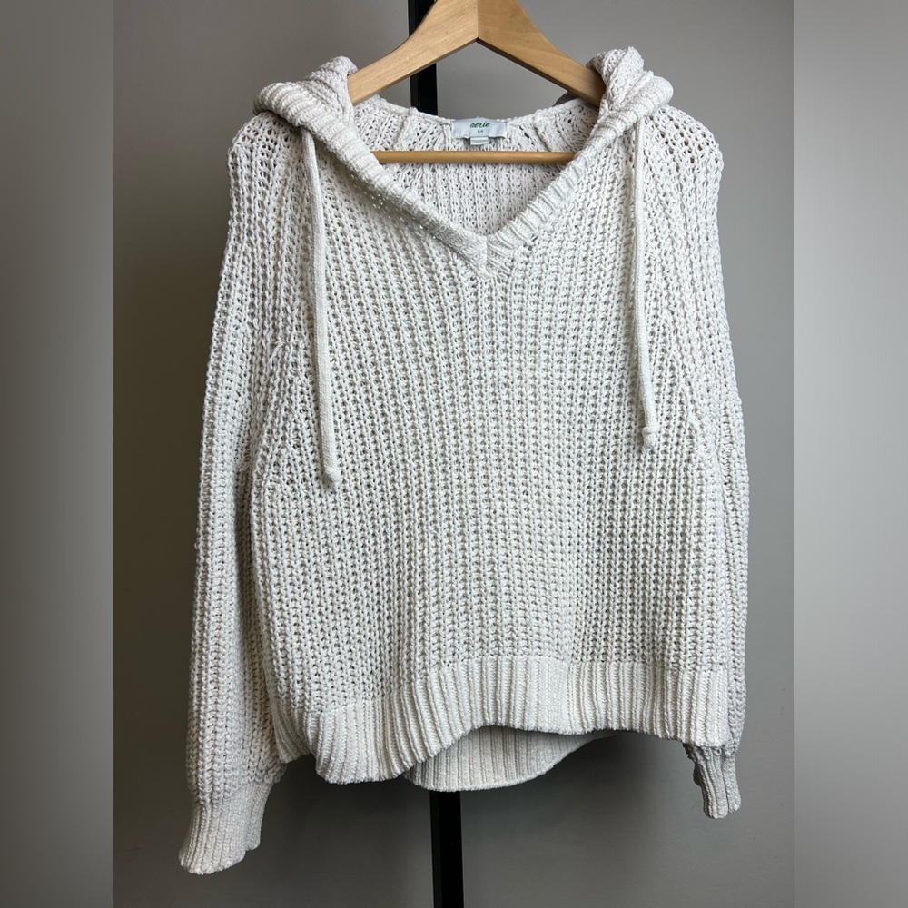 Aerie knit sweater with hoodie and drawstring